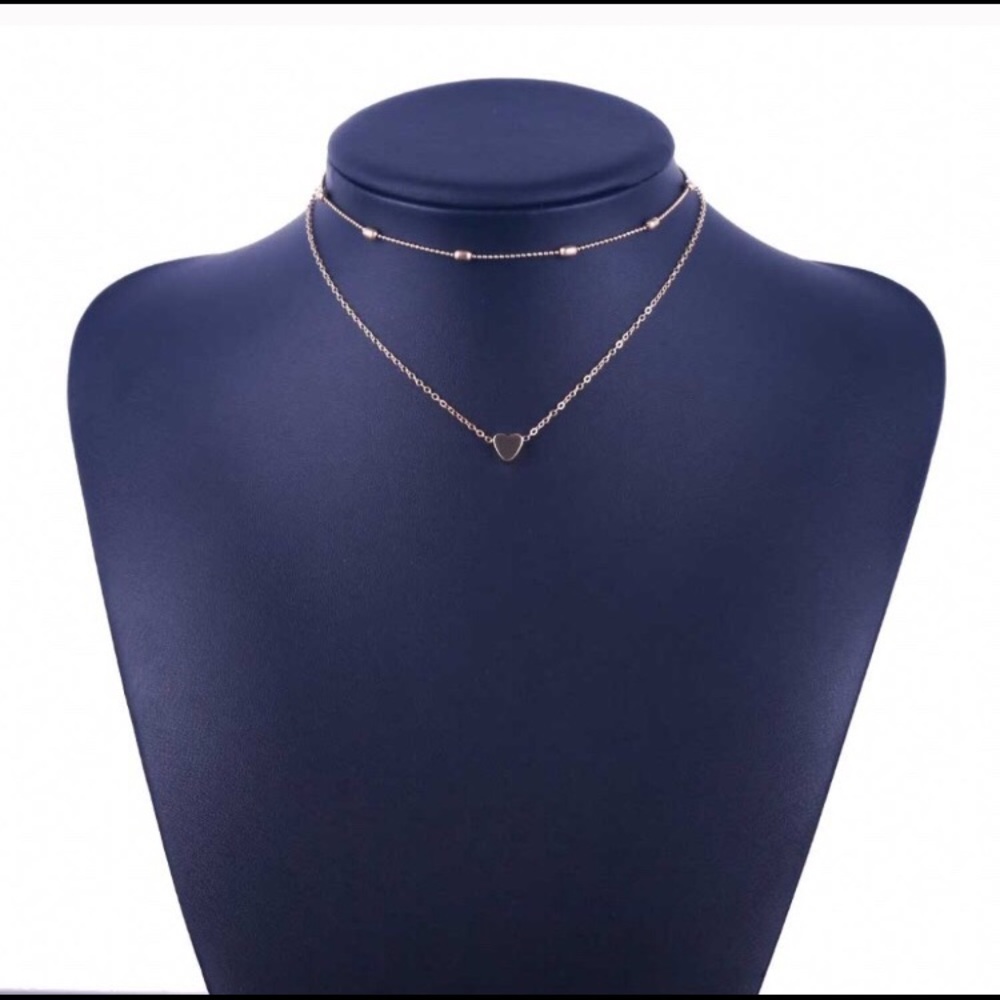 2 Layer heart necklace choker - Picture 2 of 4